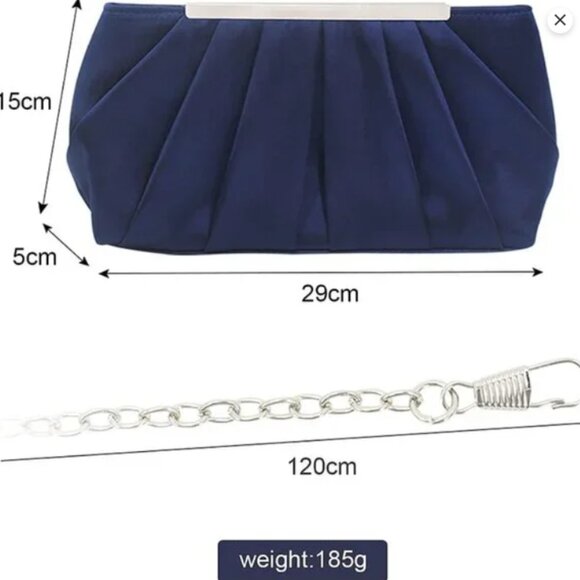 CHARMING TAILOR Clutch Evening Bag Elegant Pleated Satin Formal Handbag - Picture 7 of 7